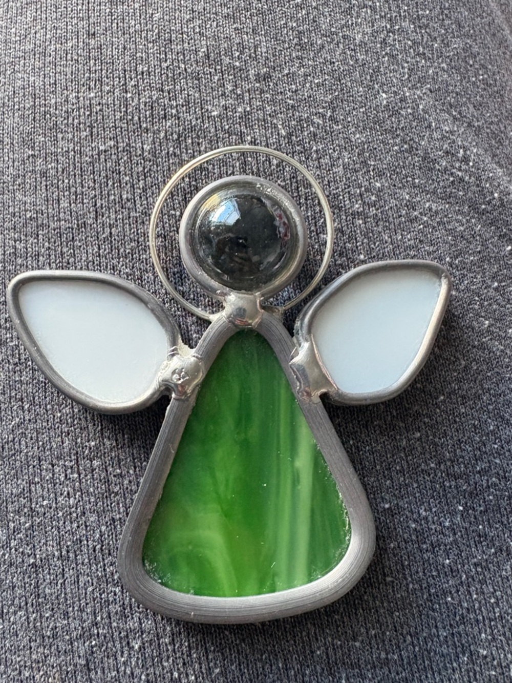 Green Stained Glass Angel Pendant - Unbranded